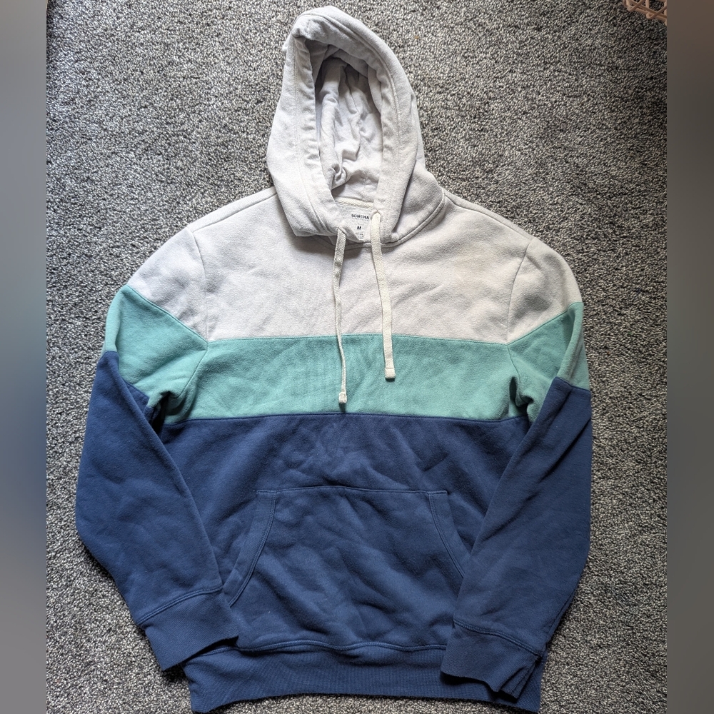 Sonoma Men's Tri-Tone Hoodie - Blue, Green, and Gray